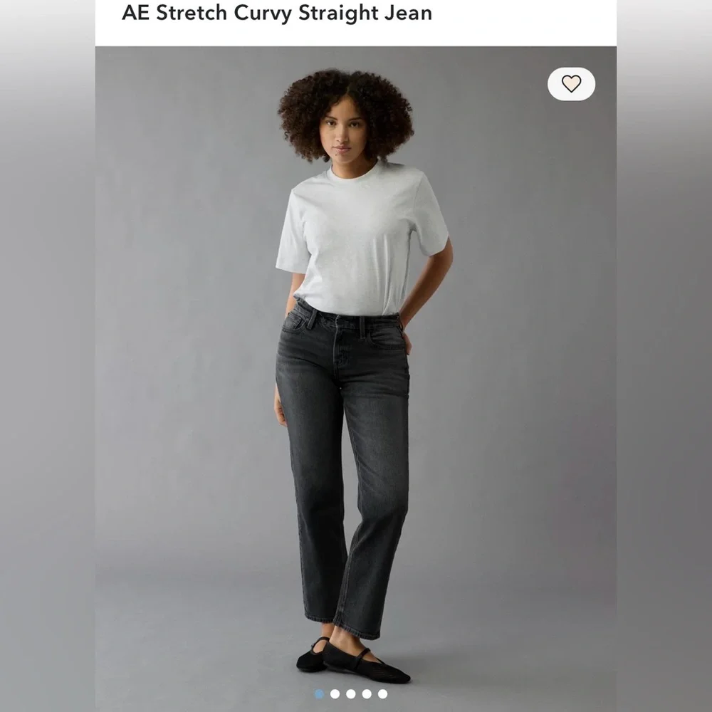 AE Women’s Curvy Straight Black Jeans 12 x-short NWT - Picture 4 of 4